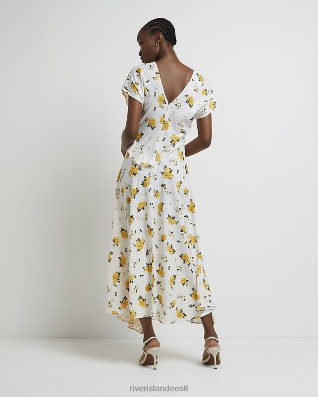 kehakate kollane naised River Island lilleline satsiga maksikleit 44TLL5045