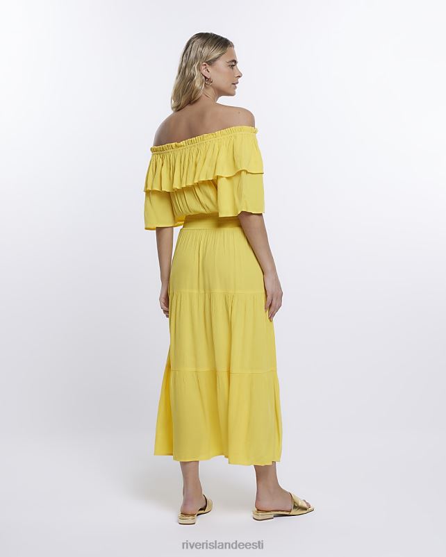 kehakate kollane naised River Island maxi bardot kleit 44TLL1609