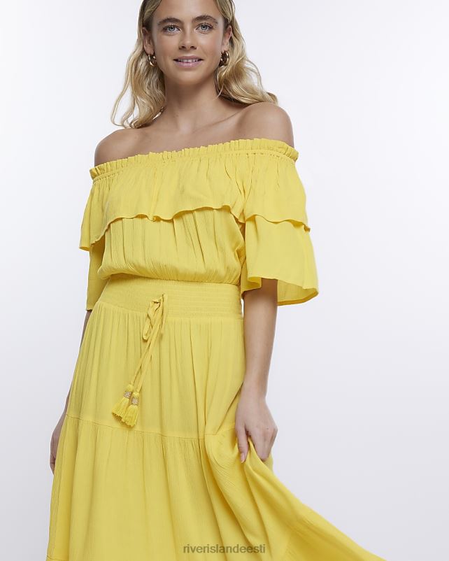 kehakate kollane naised River Island maxi bardot kleit 44TLL1609