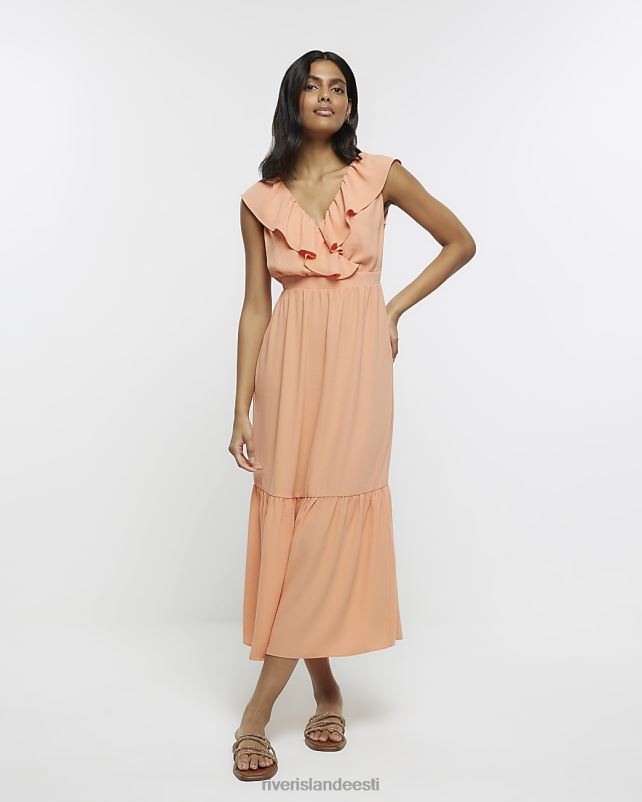 kehakate korallid naised River Island volangiga maksikleit 44TLL800