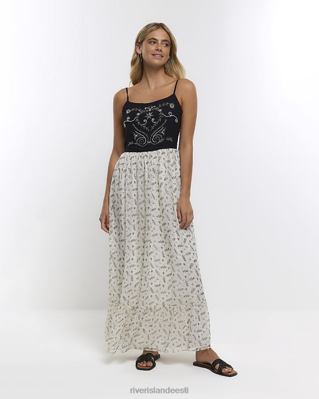 kehakate kreem naised River Island lillelise kaunistusega slip-maksikleit 44TLL4463