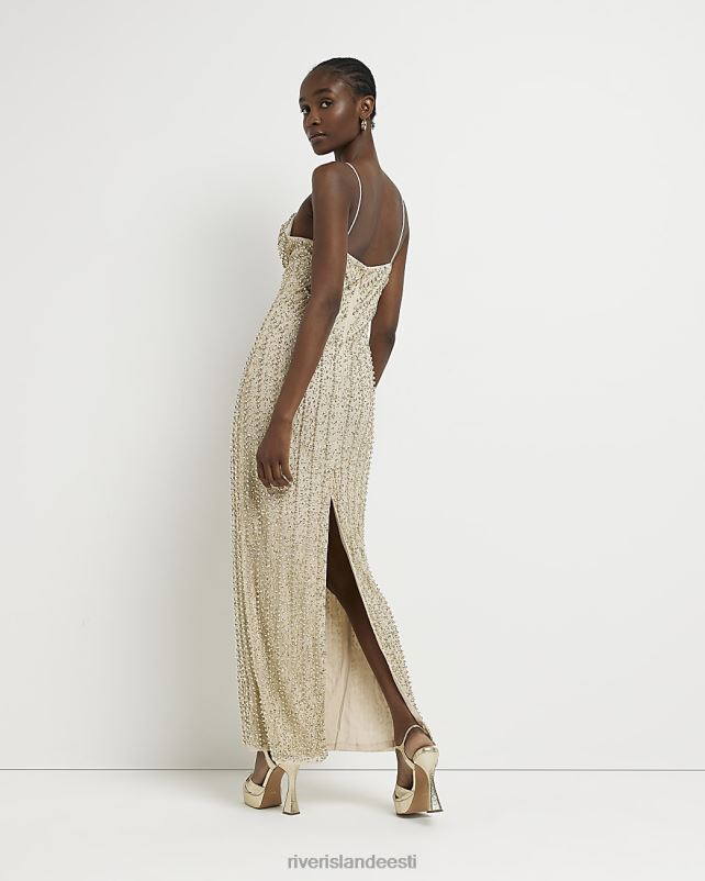kehakate kullast naised River Island kaunistatud bodycon maxi kleit 44TLL4975