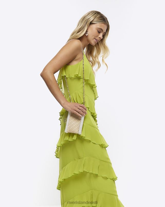 kehakate laimiroheline naised River Island sasis varrukateta maksikleit 44TLL1152