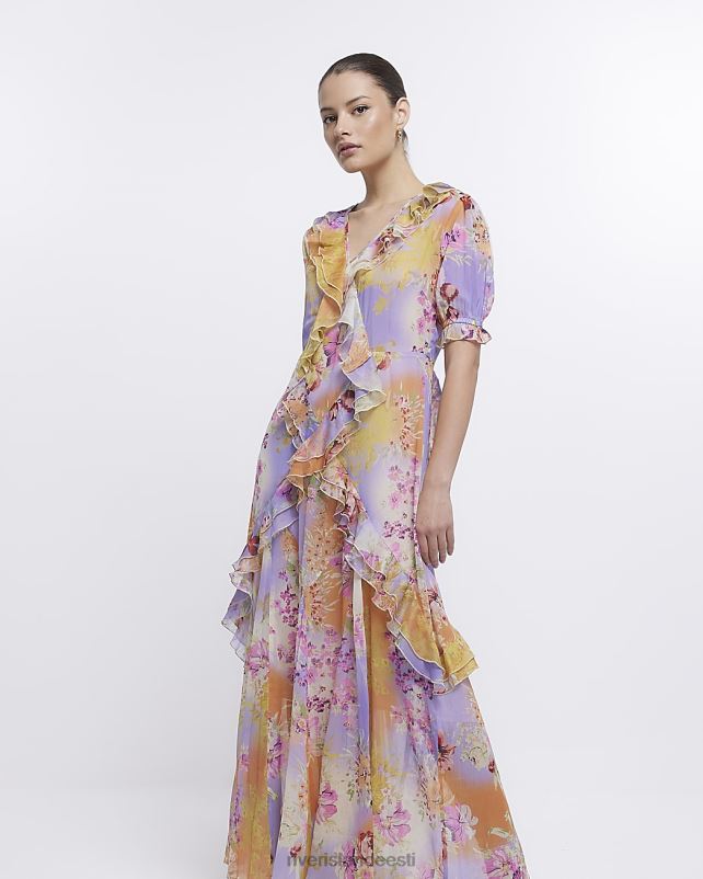 kehakate lilla naised River Island lilleline sats maksikleit 44TLL1831