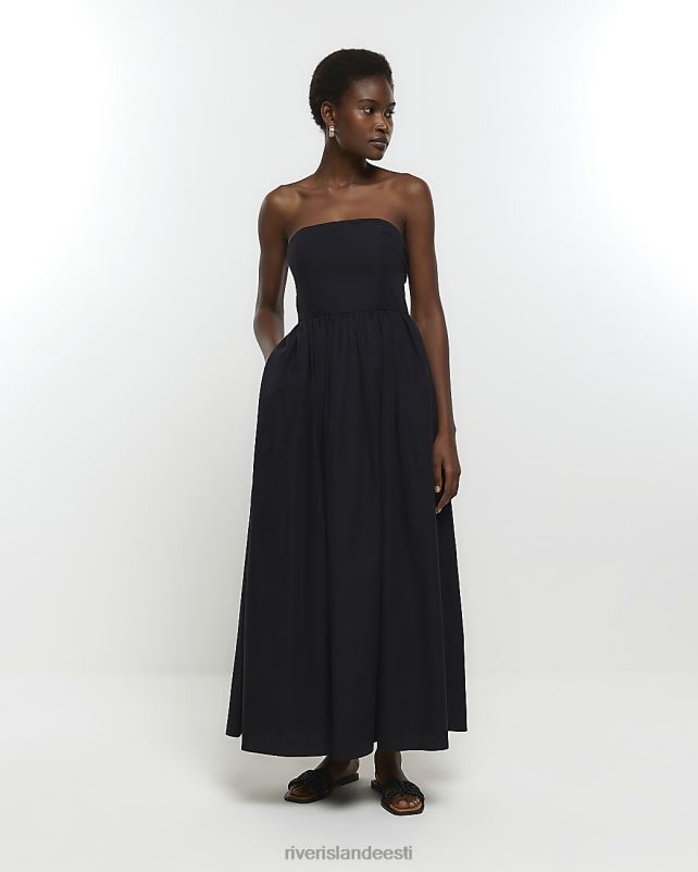 kehakate must naised River Island bandeau balli maxi kleit 44TLL4576