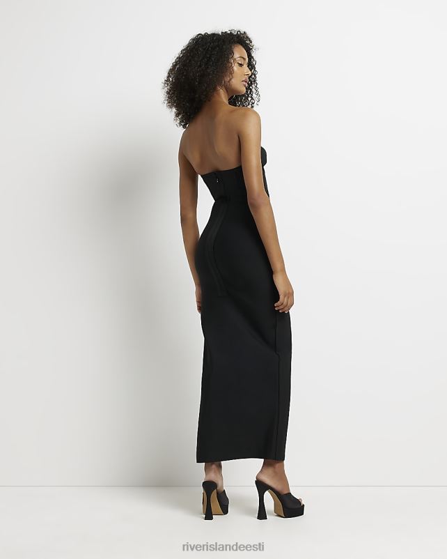 kehakate must naised River Island bandeau bodycon maxi kleit 44TLL4948