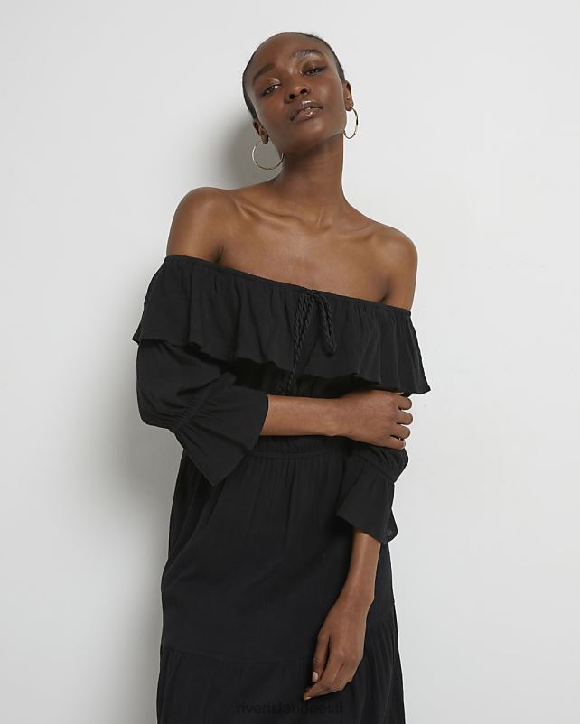 kehakate must naised River Island bardot maxi kleit 44TLL1944