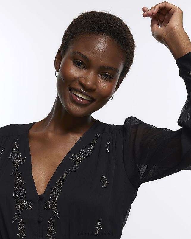 kehakate must naised River Island kaunistatud maxi kleit 44TLL4432