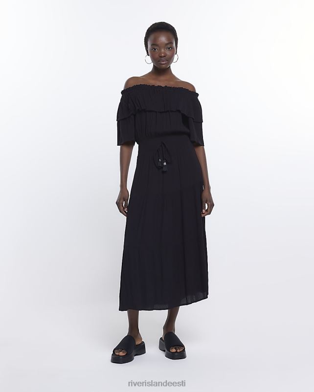 kehakate must naised River Island maxi bardot kleit 44TLL1607