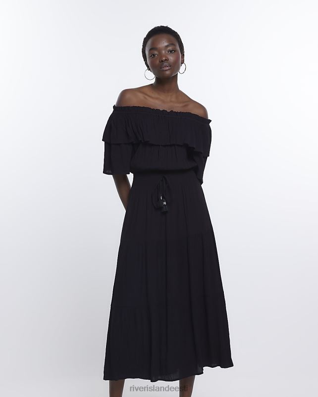 kehakate must naised River Island maxi bardot kleit 44TLL1607