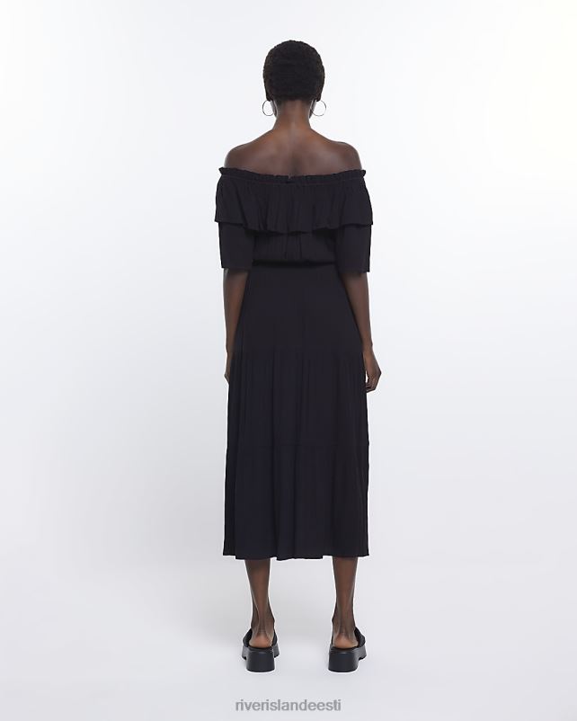 kehakate must naised River Island maxi bardot kleit 44TLL1607