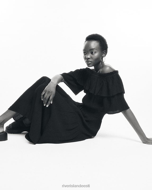 kehakate must naised River Island maxi bardot kleit 44TLL1607