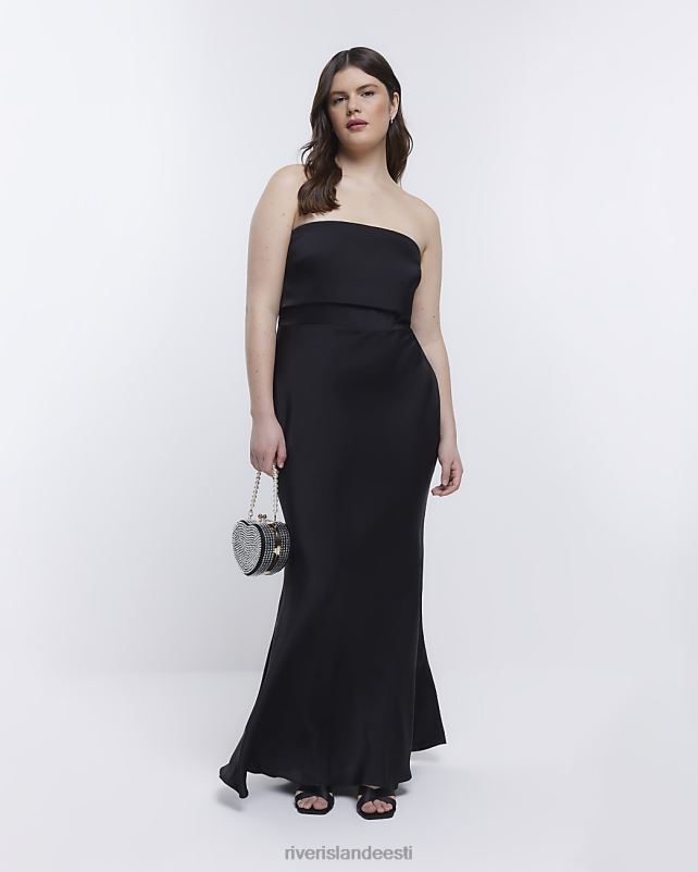 kehakate must naised River Island pruutneitsi bandeau maxi kleit 44TLL1868