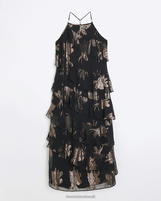 kehakate must naised River Island sädeleva satsiga maksikleit 44TLL4203