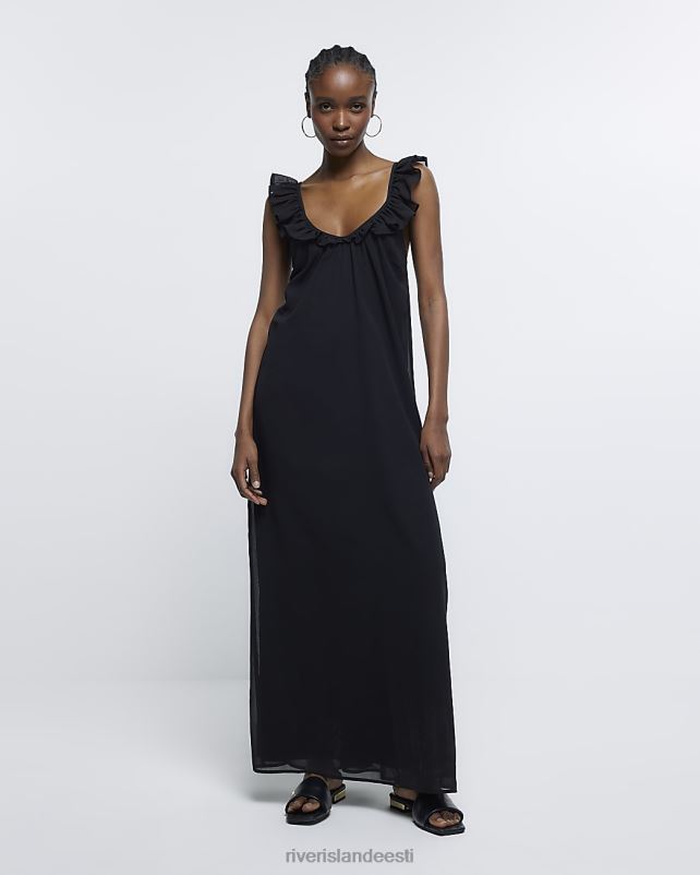 kehakate must naised River Island sasiga detailidega varrukateta maksikleit 44TLL4727