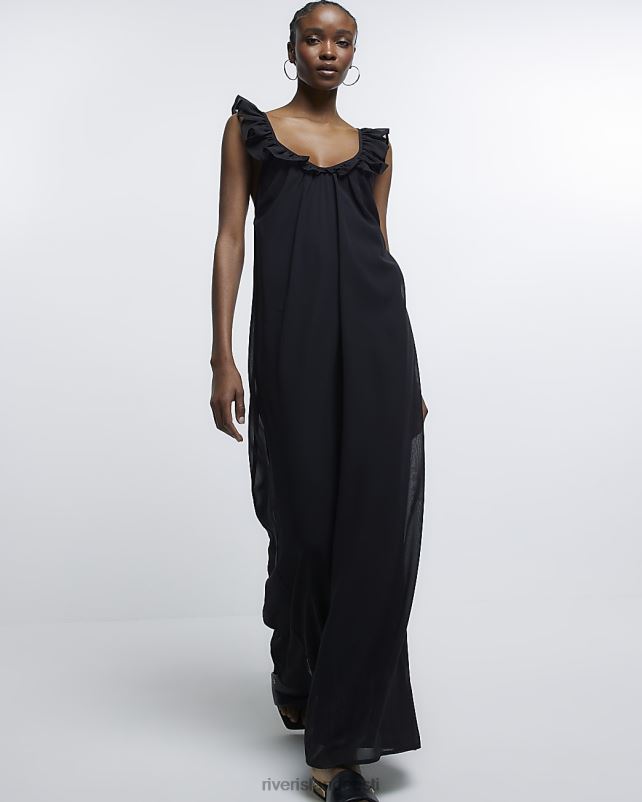 kehakate must naised River Island sasiga detailidega varrukateta maksikleit 44TLL4727