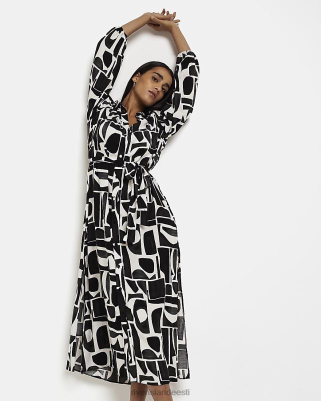 kehakate must naised River Island trükitud maksisärkkleit 44TLL4414