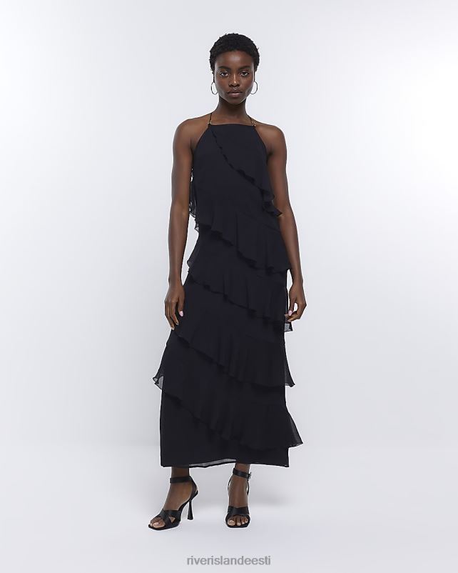 kehakate must naised River Island volangidega maksikleit 44TLL1892