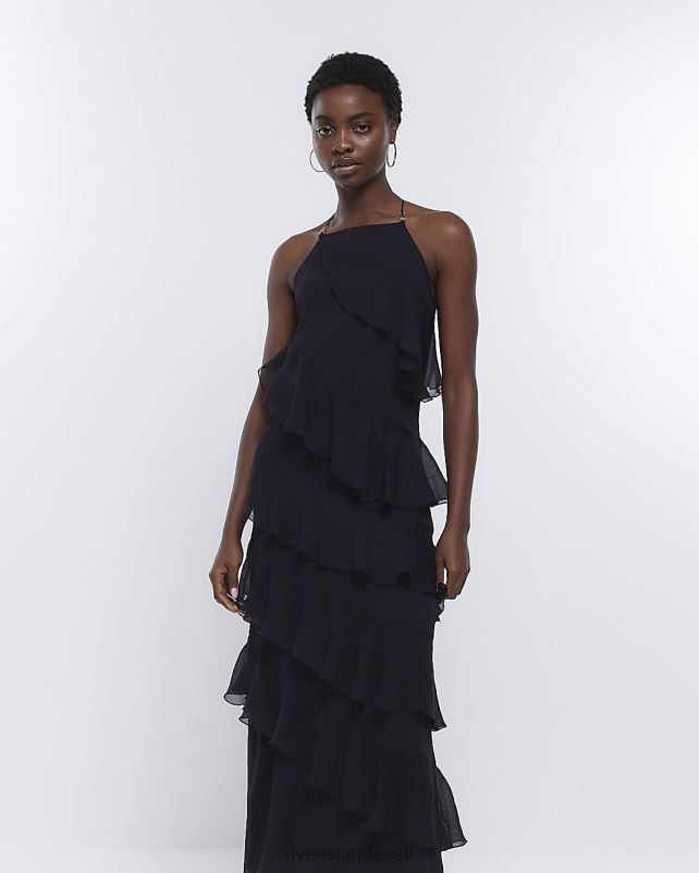 kehakate must naised River Island volangidega maksikleit 44TLL1892