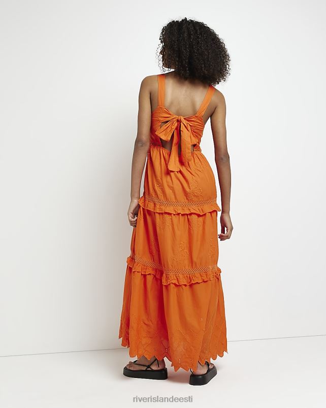 kehakate oranž naised River Island broderie maxi kleit 44TLL4967