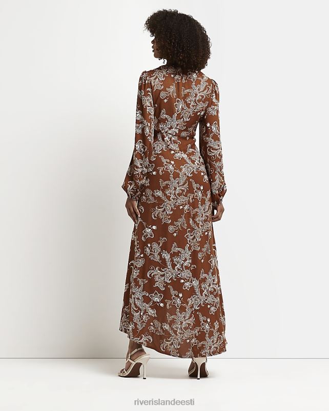 kehakate pruun naised River Island lilleline väljalõigatud kiik-maksikleit 44TLL397