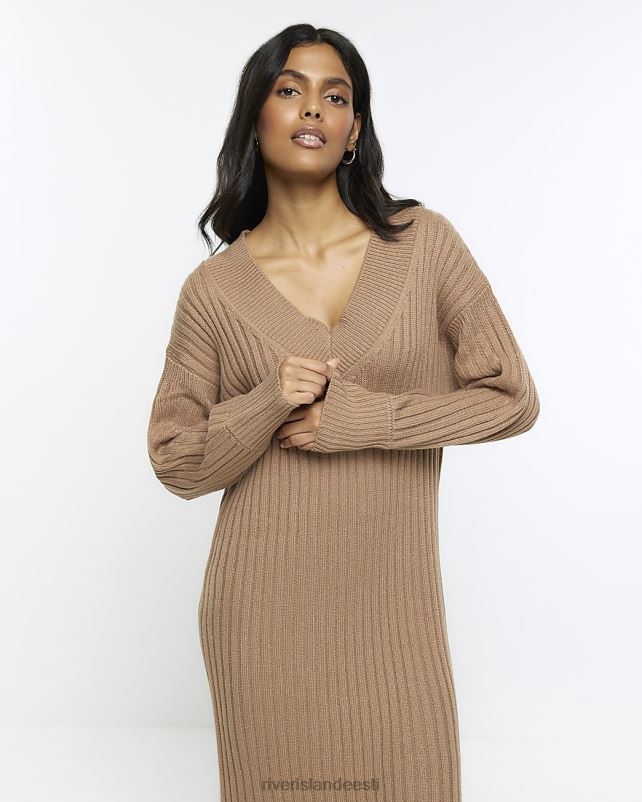 kehakate pruun naised River Island soonikuga maksikleit 44TLL883