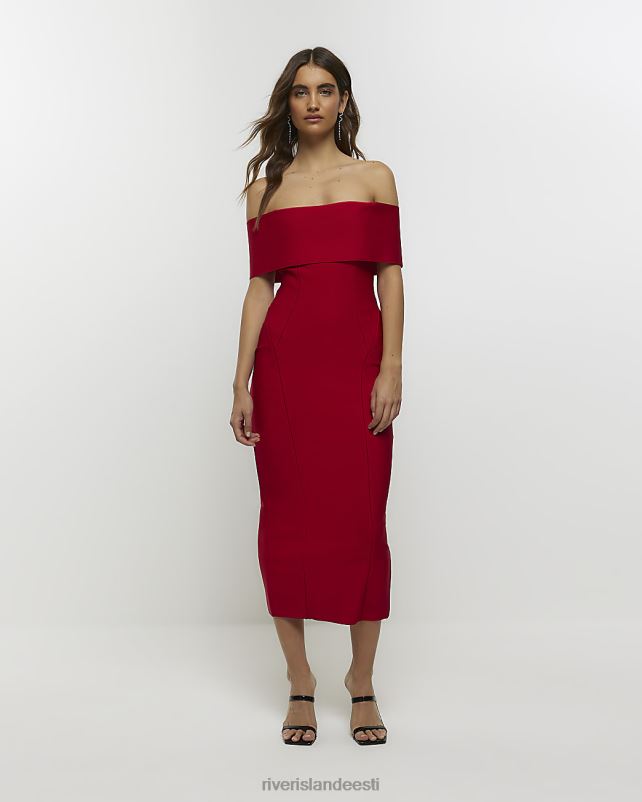 kehakate punane naised River Island bardot maxi kleit 44TLL3911