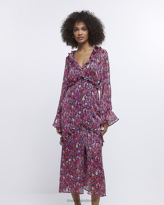 kehakate punane naised River Island lilleline sats maksikleit 44TLL4806