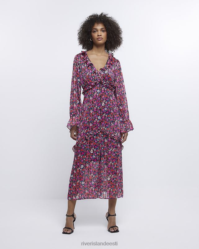 kehakate punane naised River Island lilleline sats maksikleit 44TLL4806