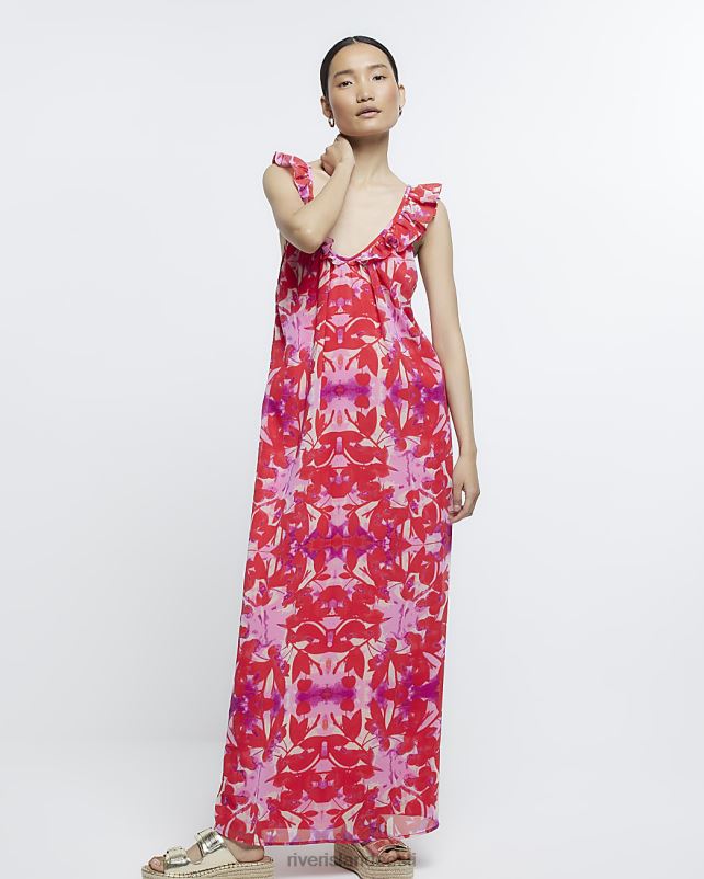 kehakate punane naised River Island lilleline slip maksikleit 44TLL4799