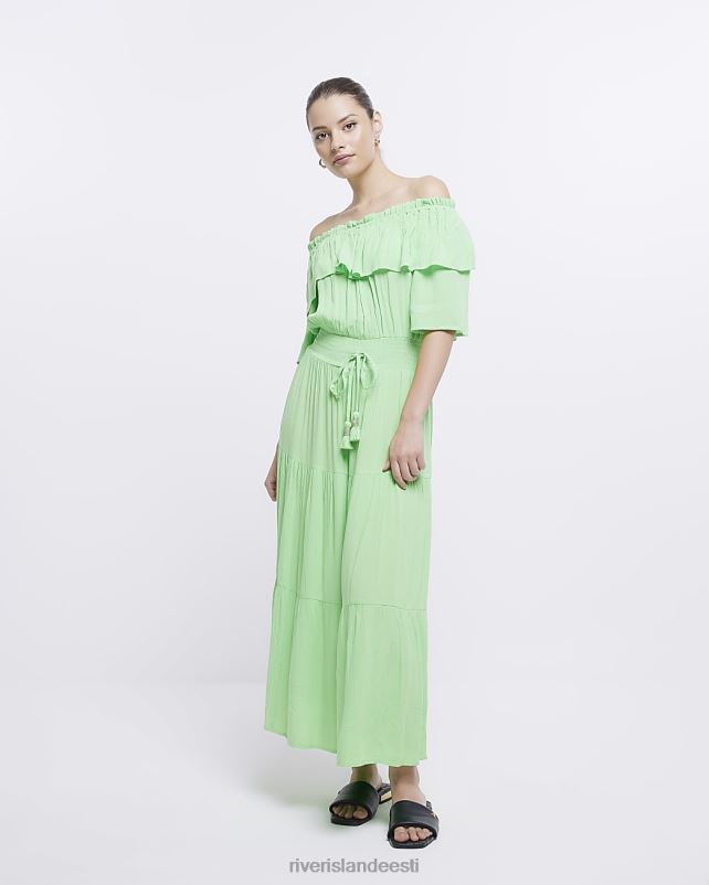 kehakate roheline naised River Island maxi bardot kleit 44TLL1606
