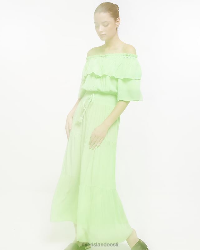 kehakate roheline naised River Island maxi bardot kleit 44TLL1606