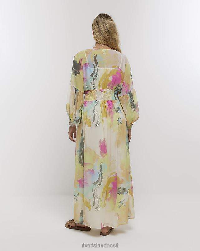 kehakate roosa naised River Island Sifonki abstraktne maxi swing kleit 44TLL4702