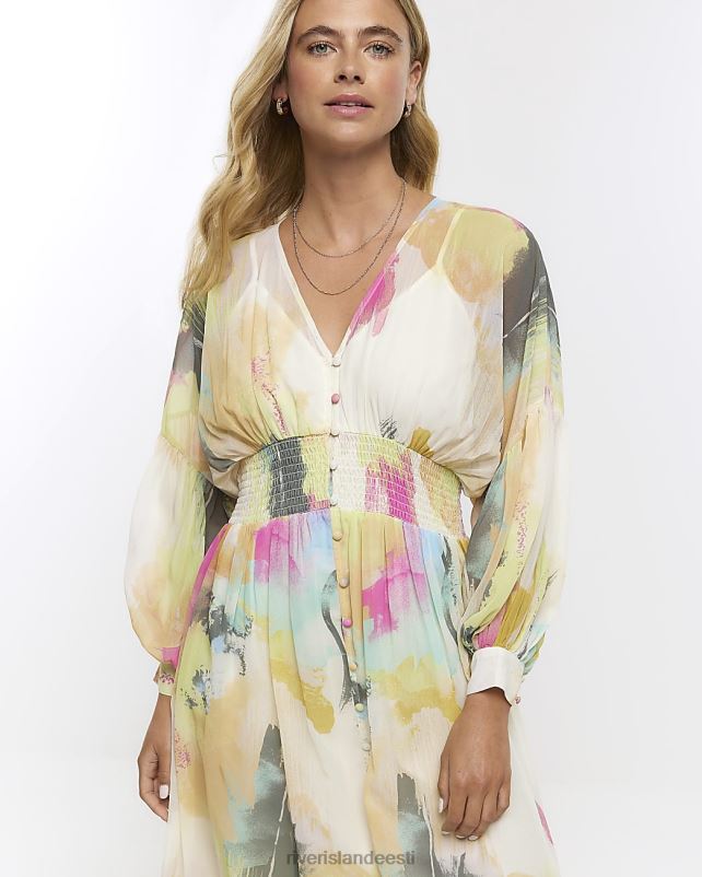 kehakate roosa naised River Island Sifonki abstraktne maxi swing kleit 44TLL4702