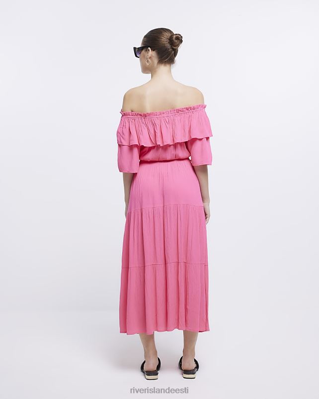 kehakate roosa naised River Island maxi bardot kleit 44TLL1608