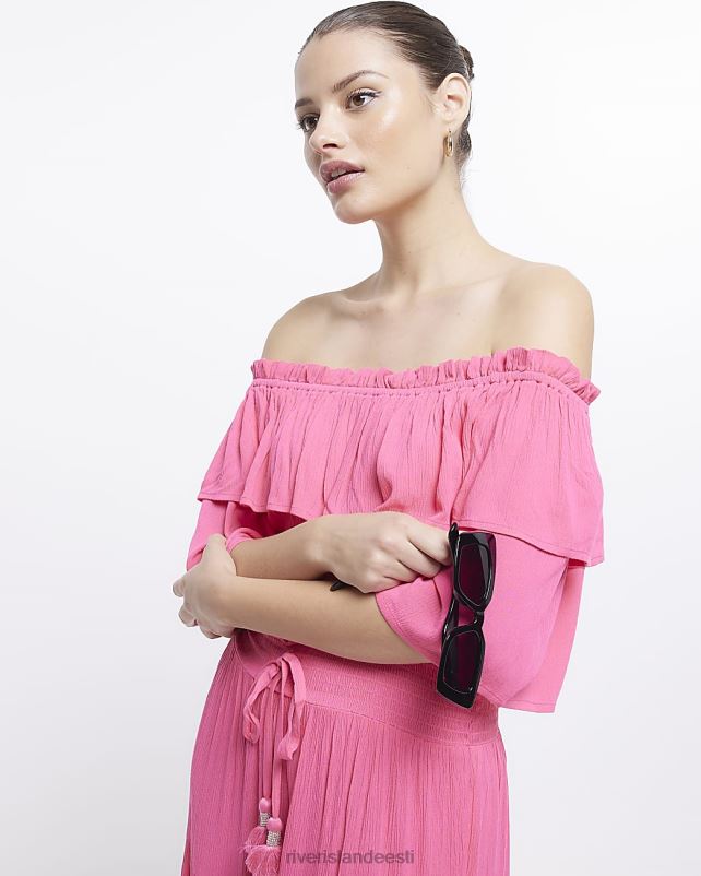 kehakate roosa naised River Island maxi bardot kleit 44TLL1608