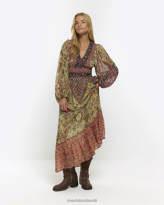 kehakate roosa naised River Island paisley kaunistatud smock maxi kleit 44TLL3790