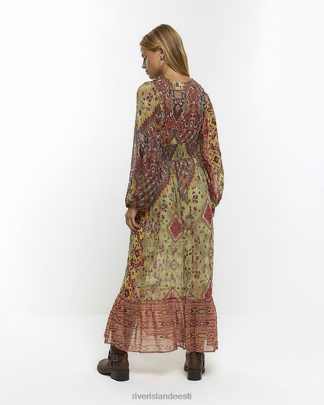 kehakate roosa naised River Island paisley kaunistatud smock maxi kleit 44TLL3790