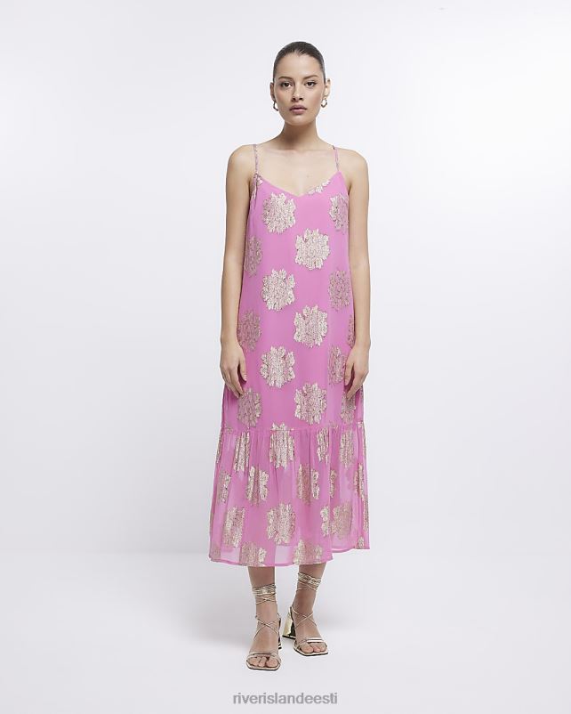 kehakate roosa naised River Island spot slip maksikleit 44TLL1836