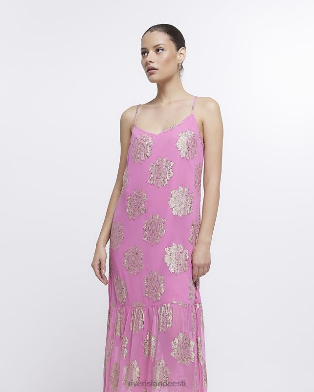 kehakate roosa naised River Island spot slip maksikleit 44TLL1836