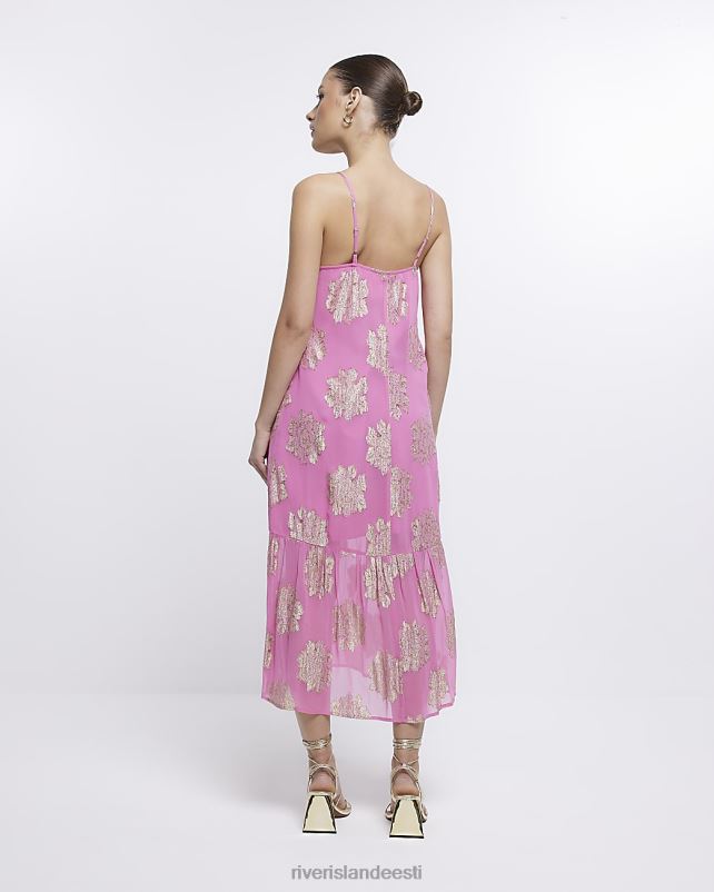 kehakate roosa naised River Island spot slip maksikleit 44TLL1836