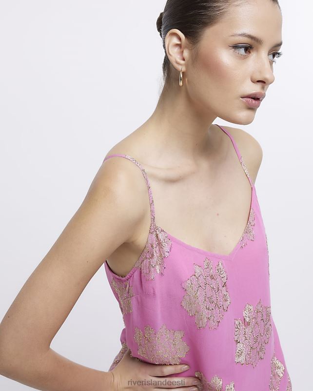 kehakate roosa naised River Island spot slip maksikleit 44TLL1836