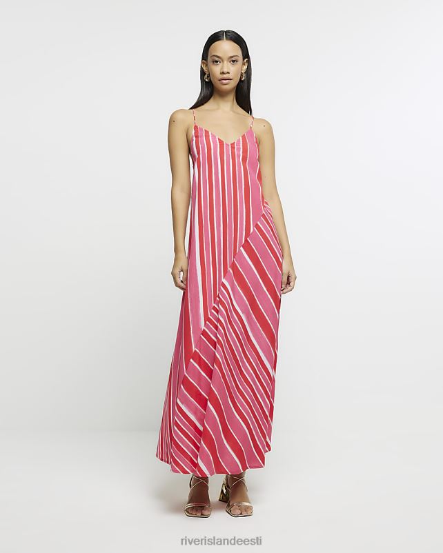 kehakate roosa naised River Island triibulise prindiga maksikleit 44TLL1631