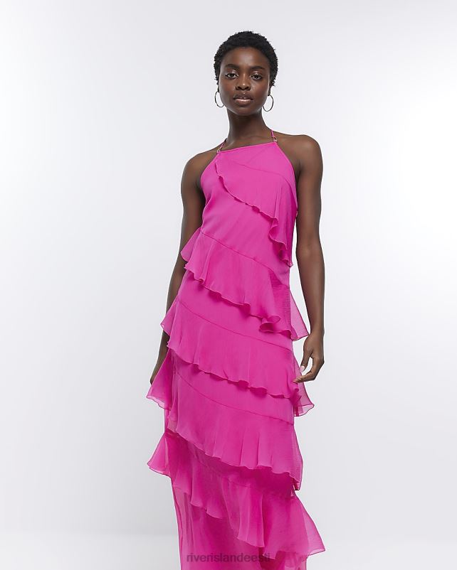 kehakate roosa naised River Island volangidega maksikleit 44TLL1893