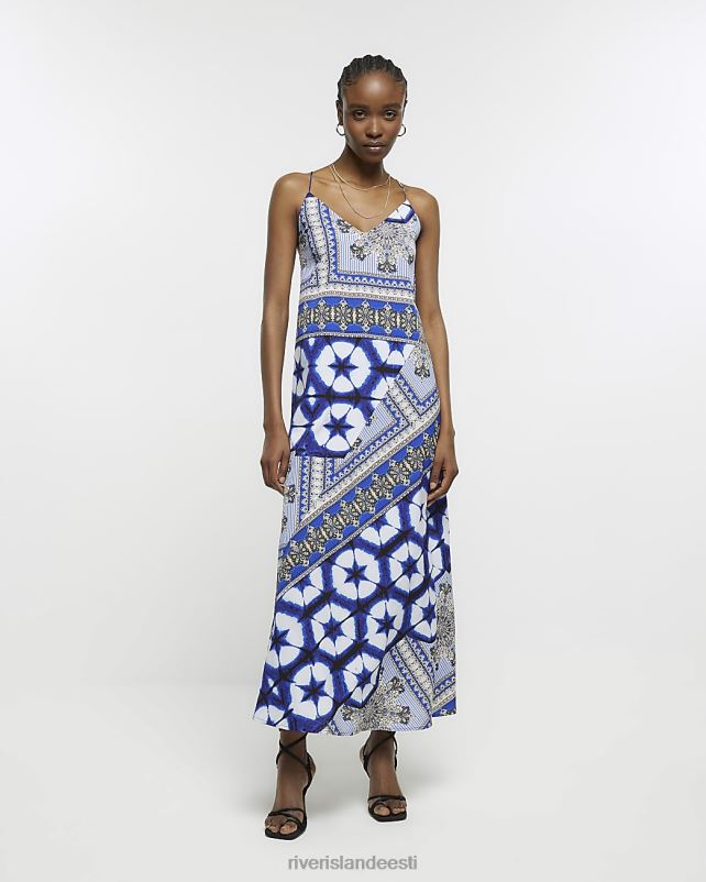 kehakate sinine naised River Island prinditud maksikleit 44TLL1629