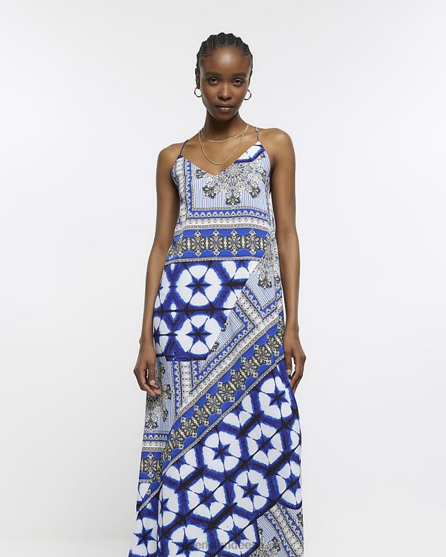 kehakate sinine naised River Island prinditud maksikleit 44TLL1629