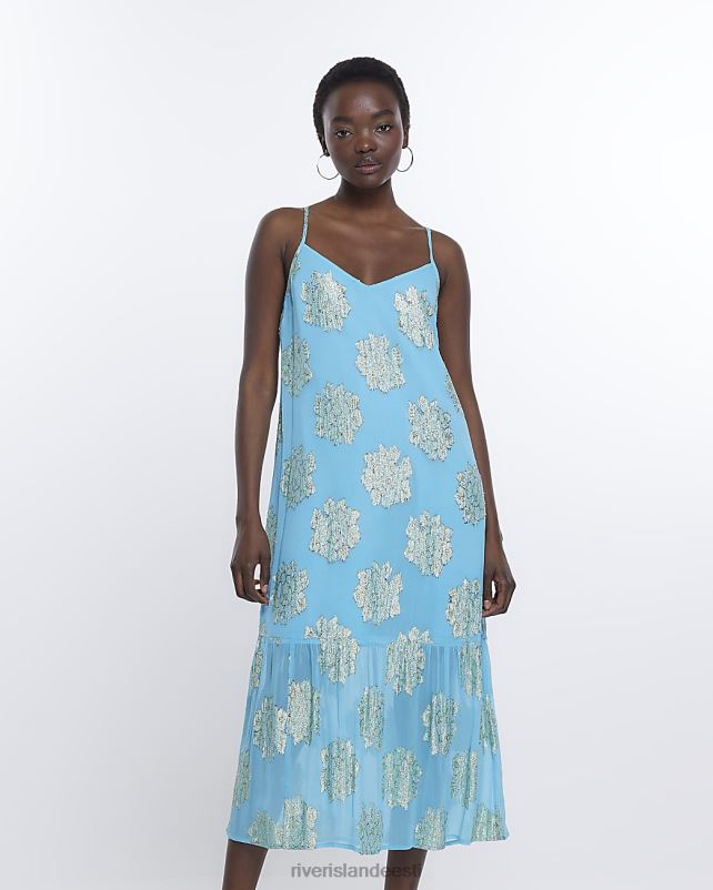 kehakate sinine naised River Island spot slip maksikleit 44TLL1837