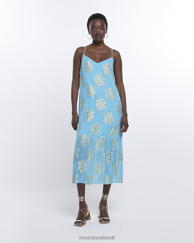 kehakate sinine naised River Island spot slip maksikleit 44TLL1837