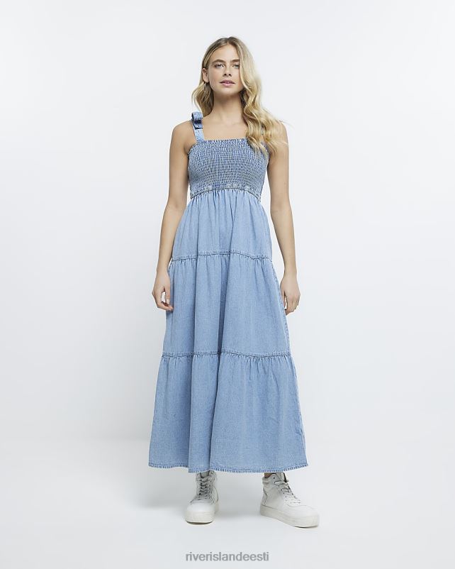 kehakate sinine naised River Island teksariidest maksikleit 44TLL4855