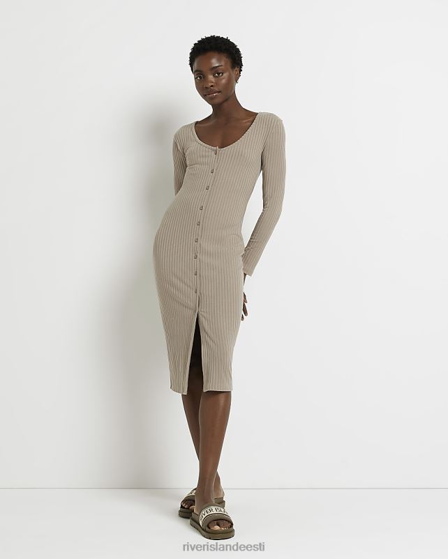 kehakate beež naised River Island bodycon midi kleit 44TLL5064